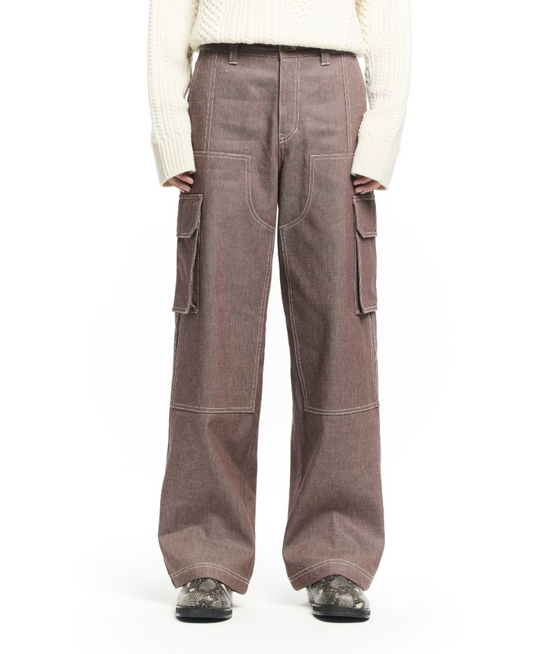 OBLIQUE CARPENTER WIDE PANTS BROWN