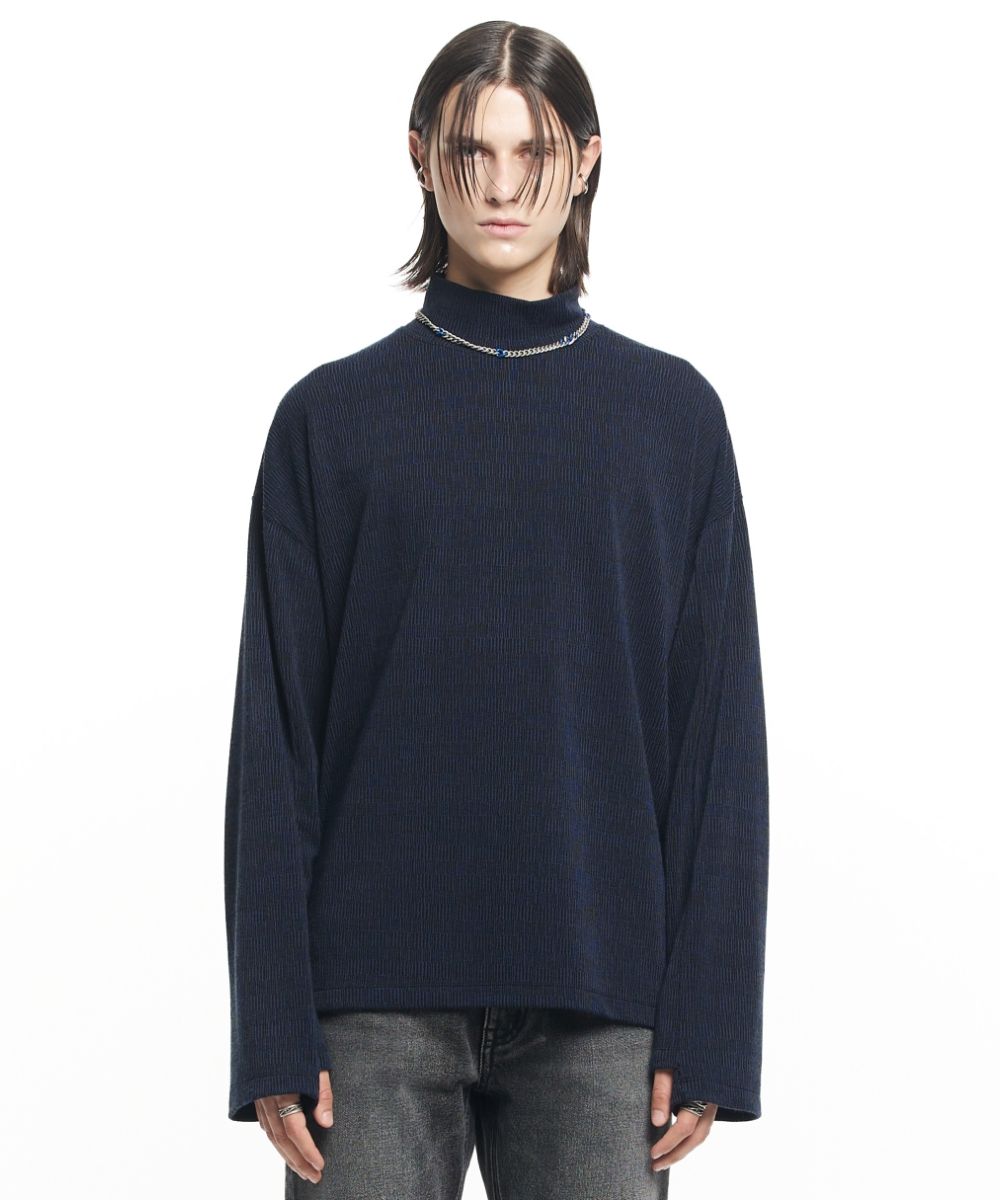 【MAISON MINED】21FW★ MILD COZY TURTLE NECK KNIT MUSINSA | MAISON MINED RAINY OVER STRIPE TURTLE NECK KNIT NAVY