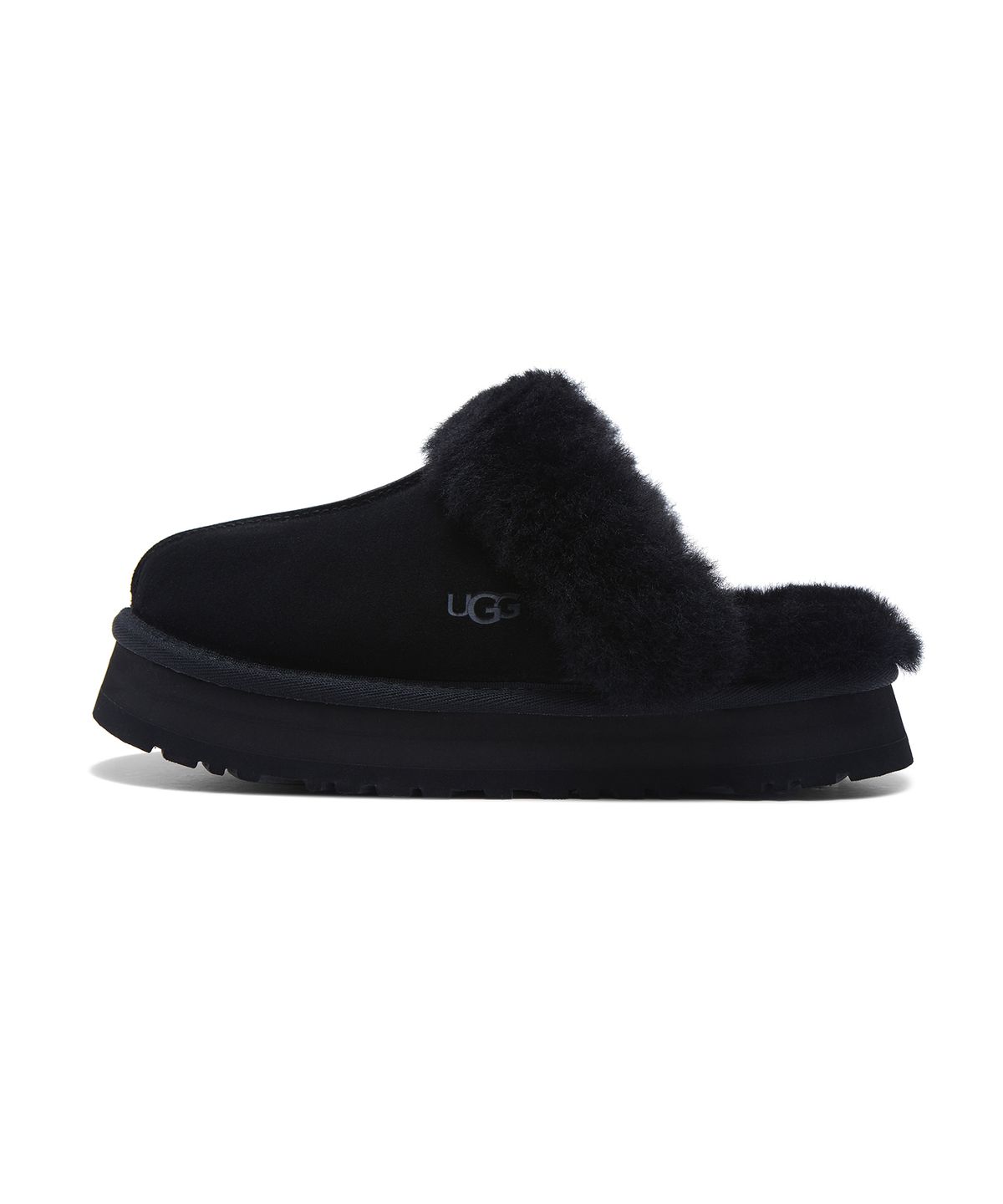 어그(UGG) [WOMEN] 퍼 카라 플랫폼 샌들 (디스케트) - 블랙 / 1122550BLK