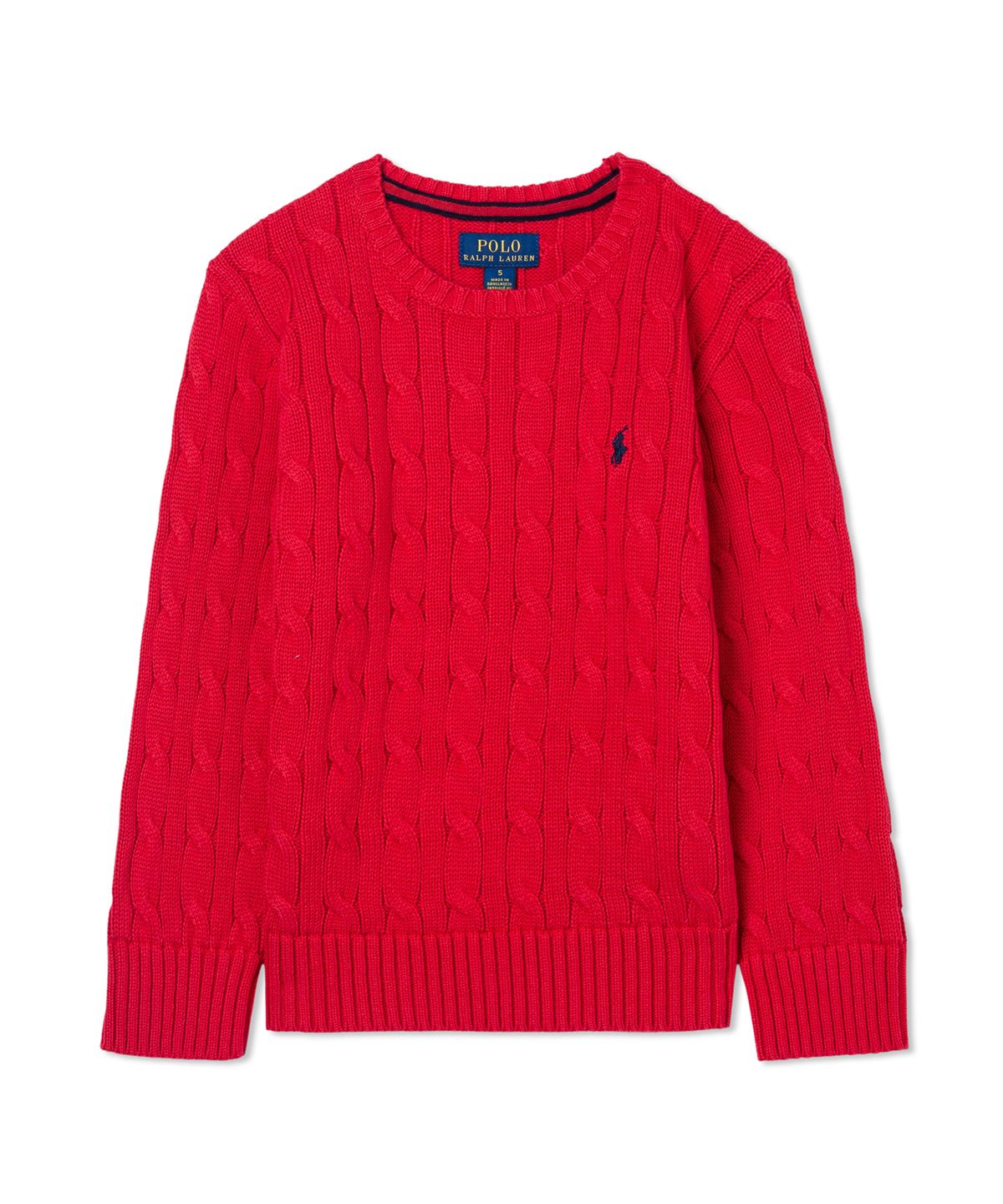 폴로 랄프 로렌 칠드런(POLO RALPH LAUREN CHILDREN) 남아 4-7세 케이블 니트 코튼 스웨터 - 레드
