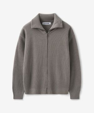 오버사이즈 리브 니트 집업_그레이