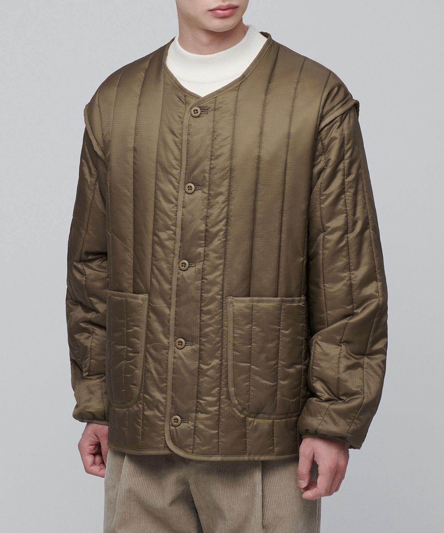 ダウンジャケット MUSINSA STANDARD Vertical Quilted Military Liner Jacket Brow MUSINSA | MUSINSA STANDARD Vertical Quilted Military Liner