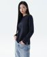 우먼즈 릴렉스드 크루 넥 긴소매 티셔츠 [다크 네이비]