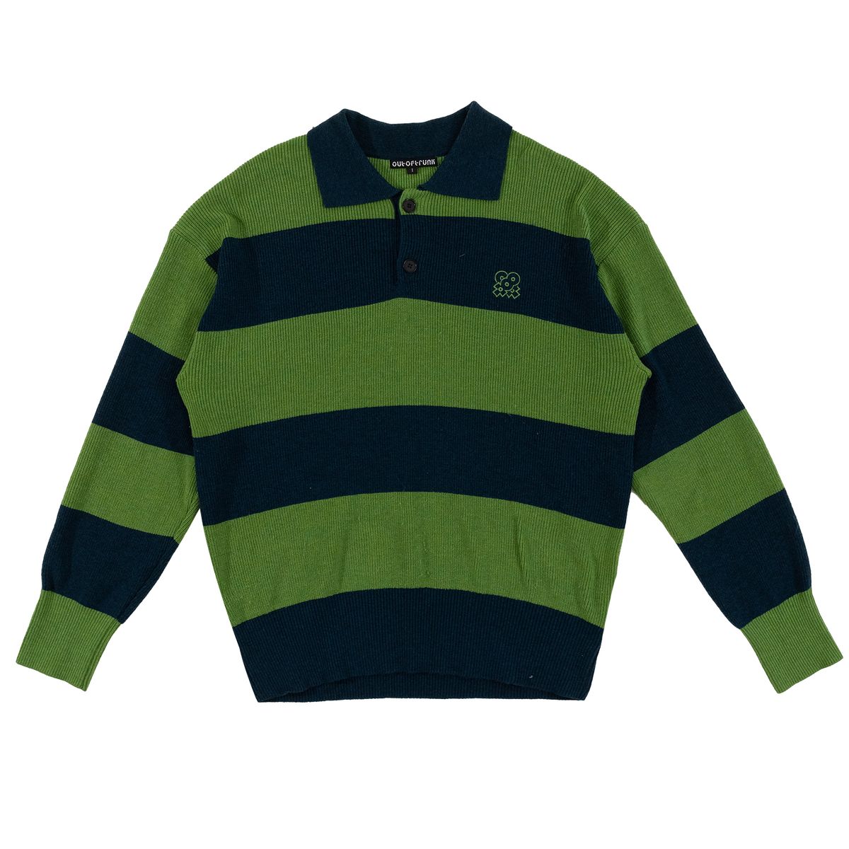 아웃 오브 트렁크(OUT OF TRUNK) Stripe Collar knit Green (Men)