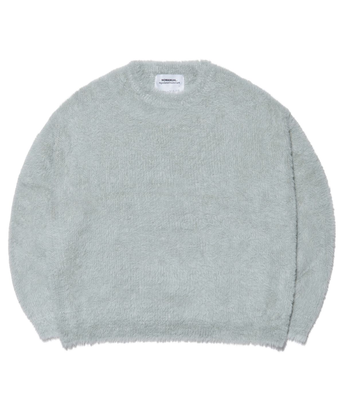 노매뉴얼(NOMANUAL) CROPPED HAIRY KNIT - LIGHT GRAY