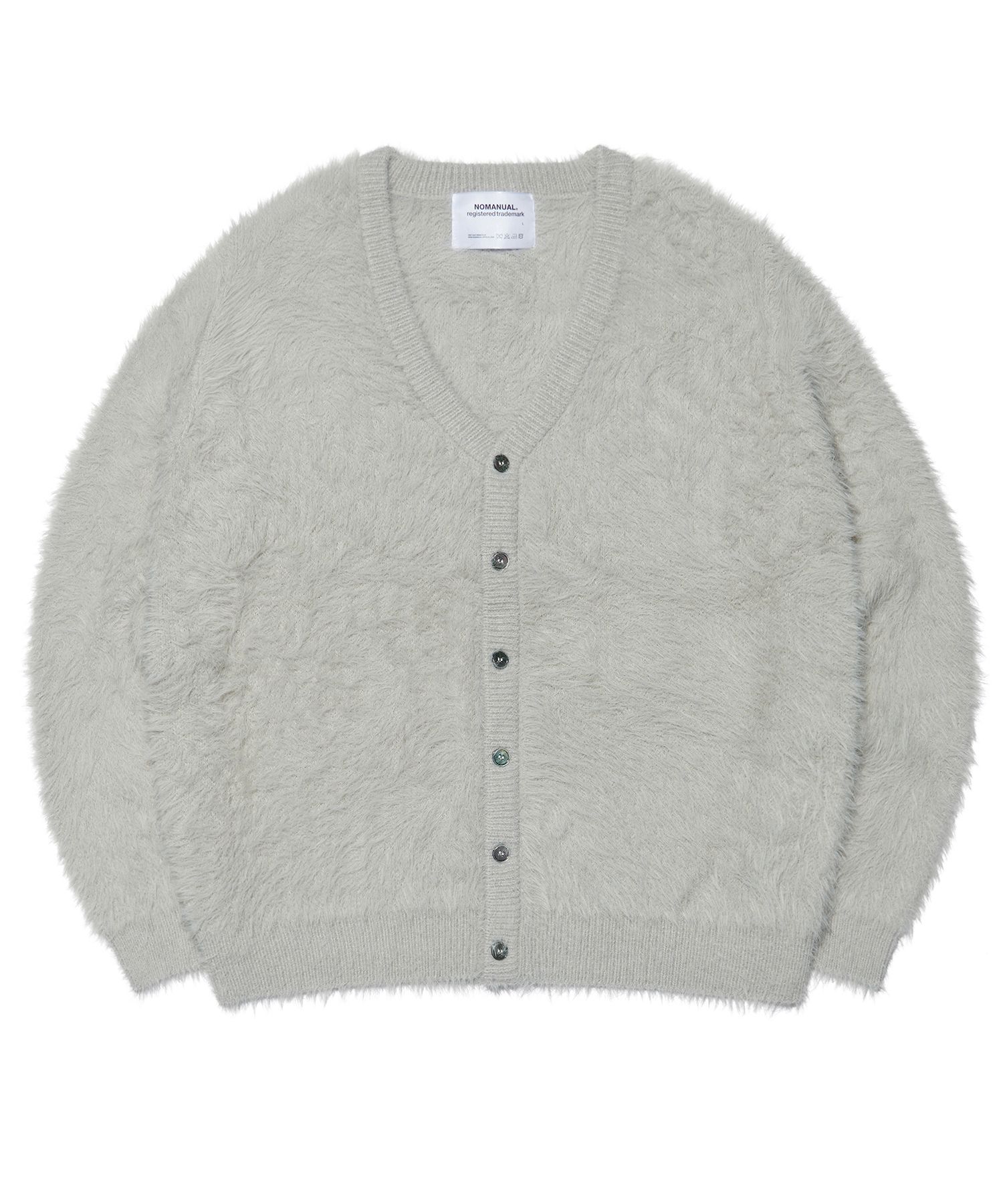 MUSINSA公式 | NOMANUAL BULKY HAIRY CARDIGAN - LIGHT GRAY
