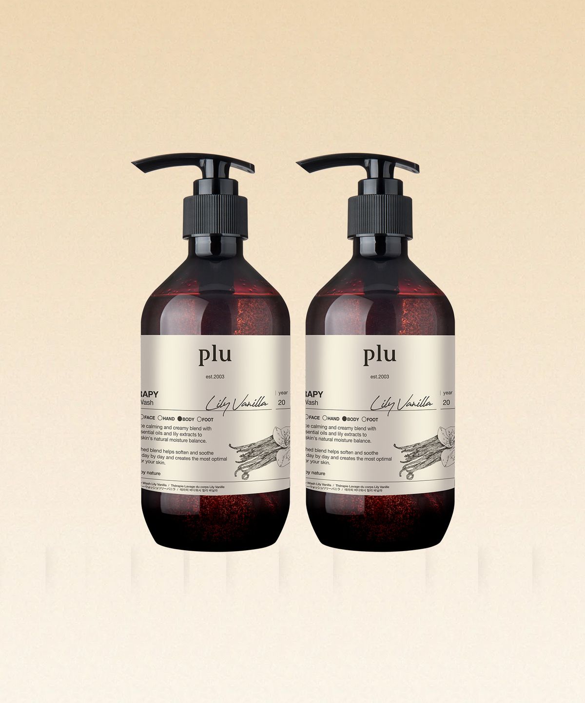 플루(PLU) 테라피 바디워시 500g 2개 세트 ( 릴리 바닐라 )