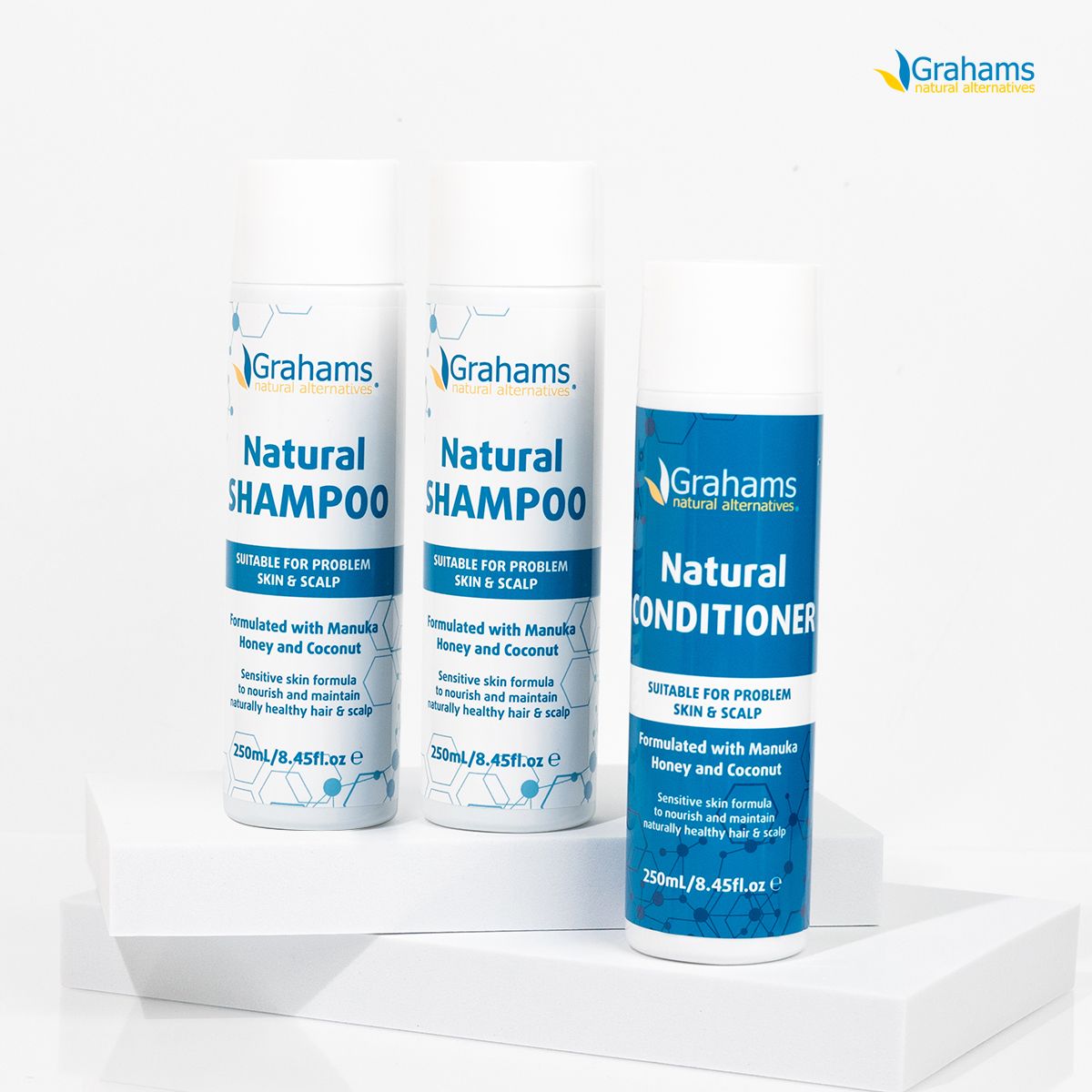 그라함스(GRAHAMS) 내추럴 샴푸 250ml 2개+컨디셔너 250ml SET