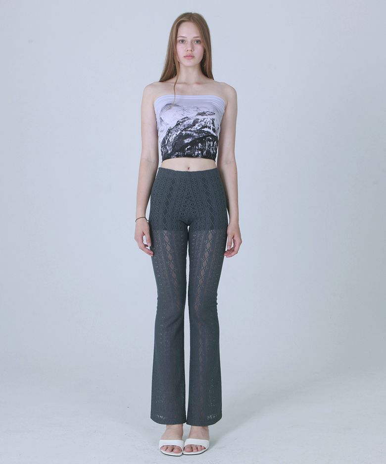 LACE BELL BOTTOM PANTS [GREY]