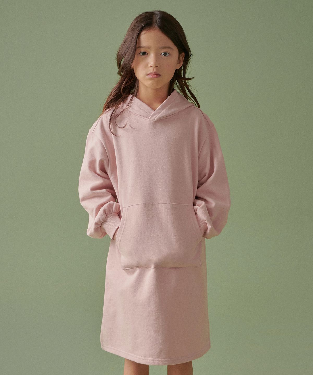 무신사 스탠다드 키즈(MUSINSA STANDARD KIDS) 후디드 스웨트 드레스  [인디언 핑크]