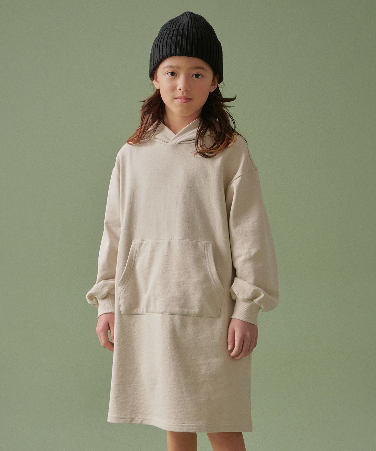 무신사 스탠다드 키즈(MUSINSA STANDARD KIDS) 후디드 스웨트 드레스  [샌드]