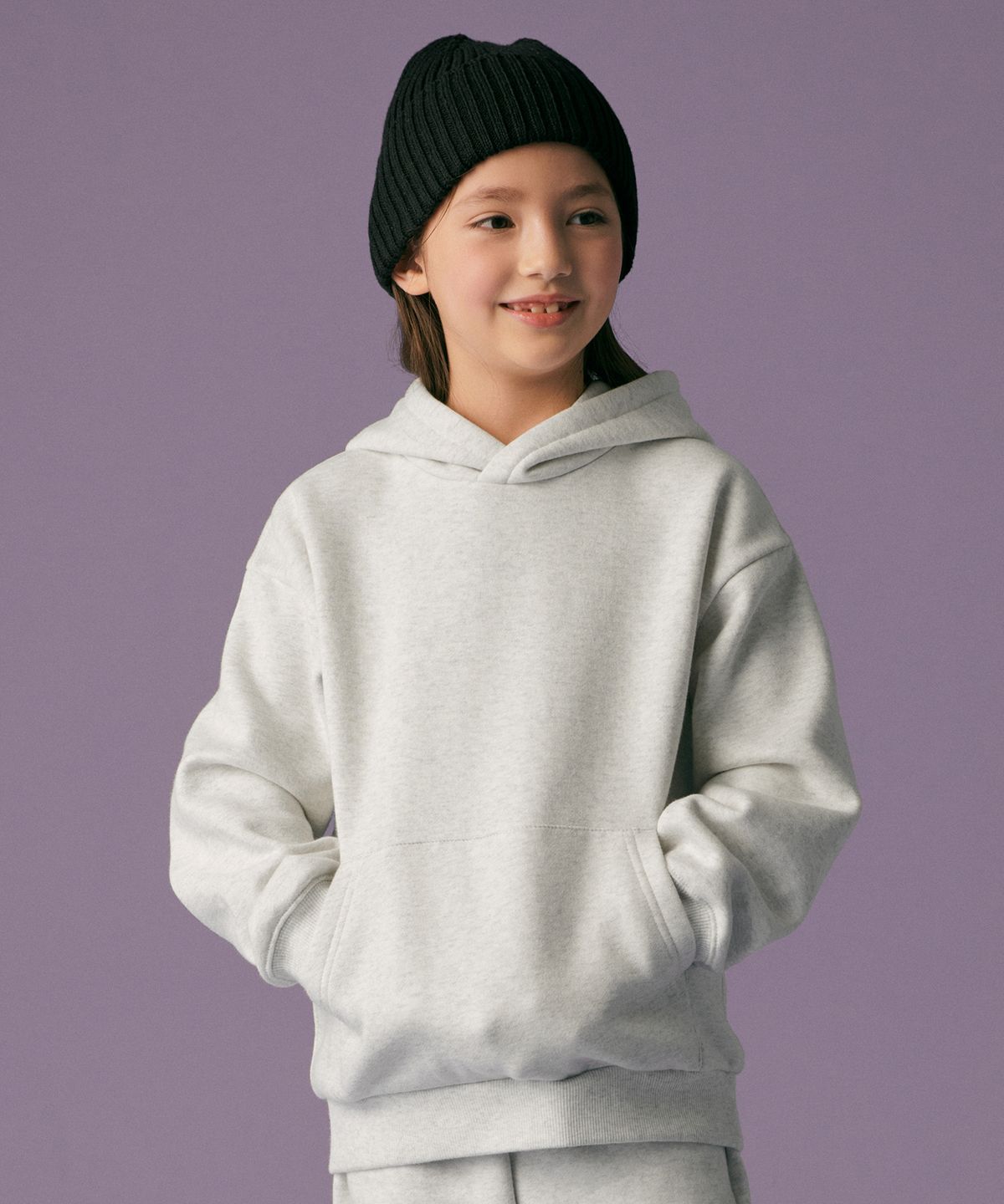 무신사 스탠다드 키즈(MUSINSA STANDARD KIDS) 기모 오버사이즈 후디드 스웨트셔츠 [오트밀]