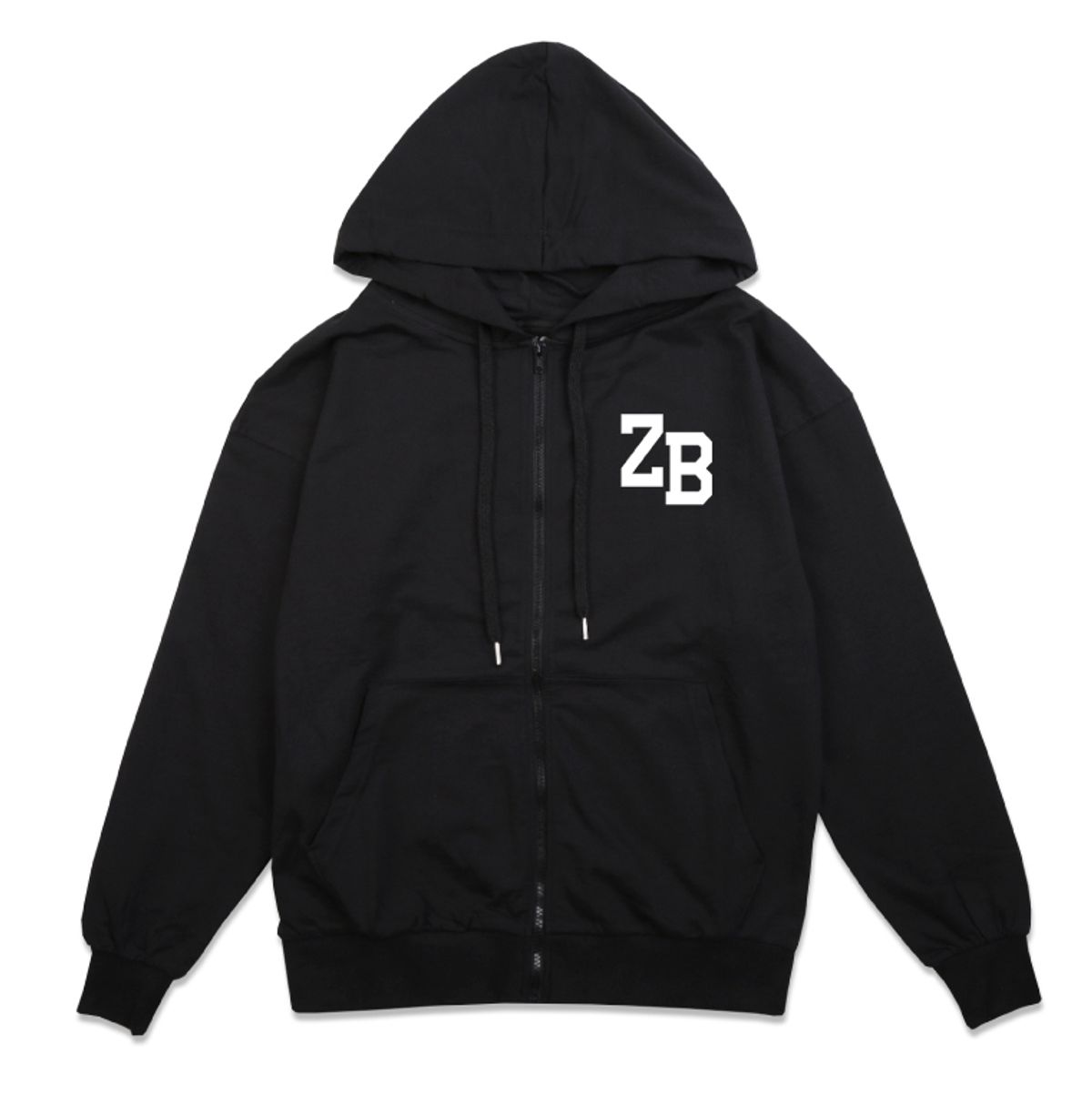 지블랙(ZBLACK) 100% 오가닉 코튼 ZB 스몰로고 후드집업(Black)