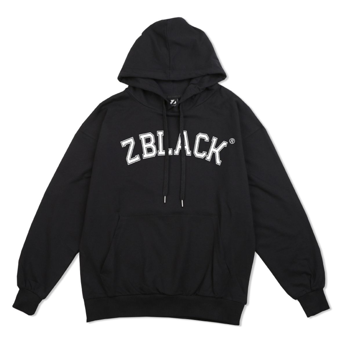 지블랙(ZBLACK) 100% 오가닉 코튼 아플리케이형 아치버전 후드(Black)