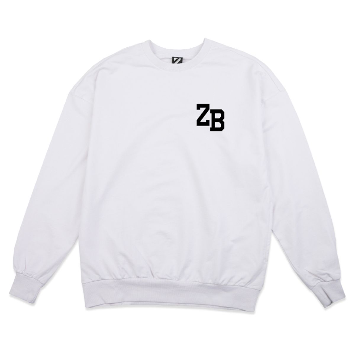 지블랙(ZBLACK) 100% 오가닉 코튼 ZB 스몰로고 맨투맨 (white)