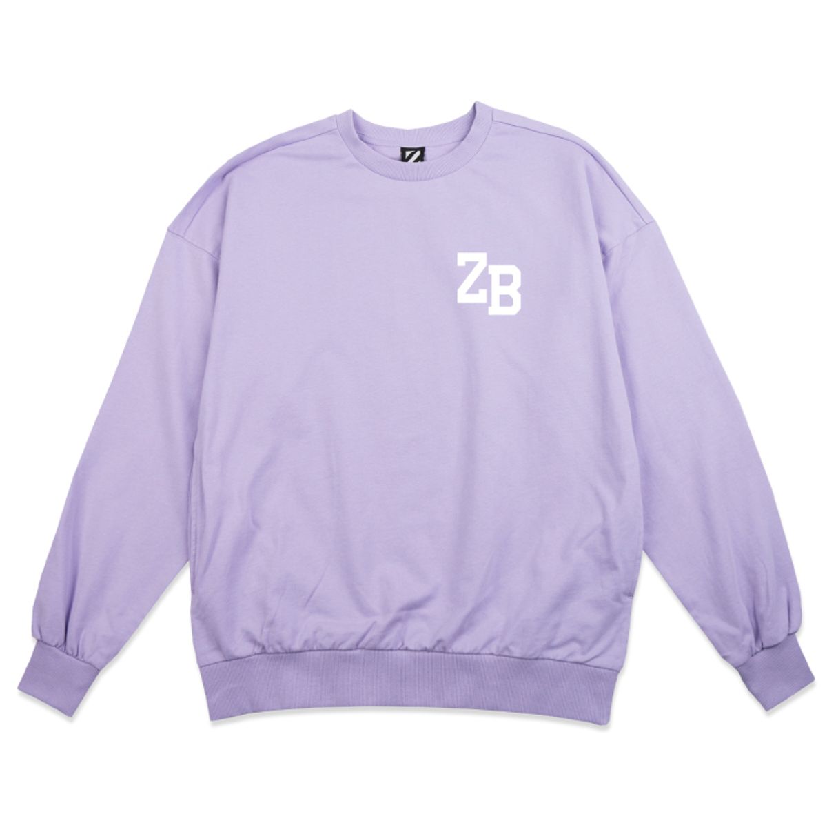 지블랙(ZBLACK) 100% 오가닉 코튼 ZB 스몰로고 맨투맨 (light vioet)