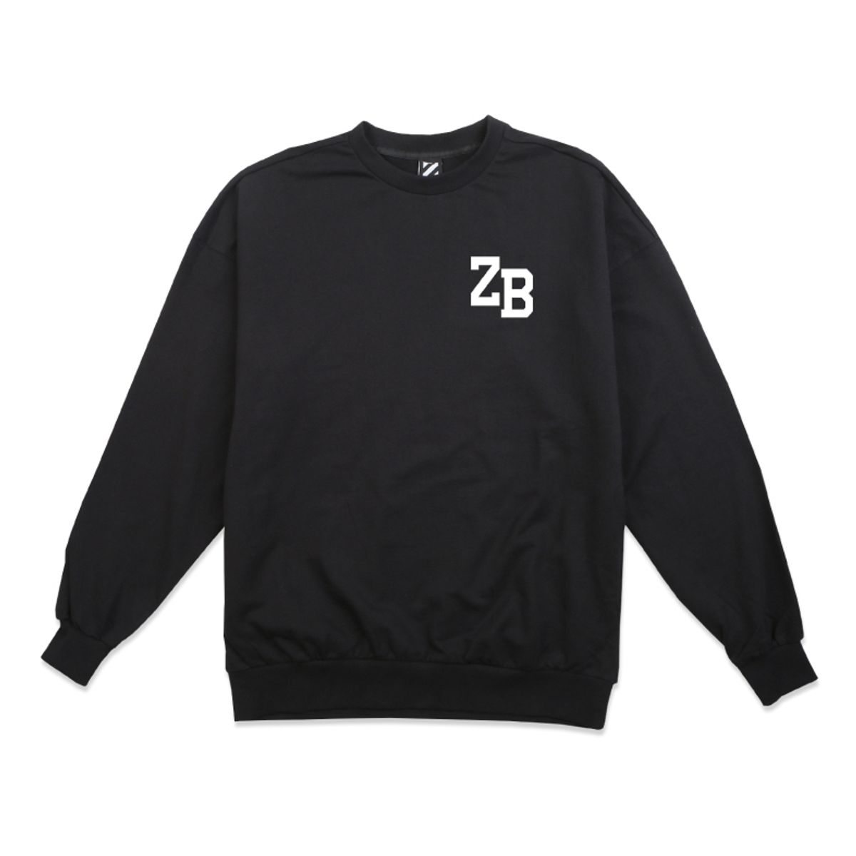 지블랙(ZBLACK) 100% 오가닉 코튼 ZB 스몰로고 맨투맨 (Black)