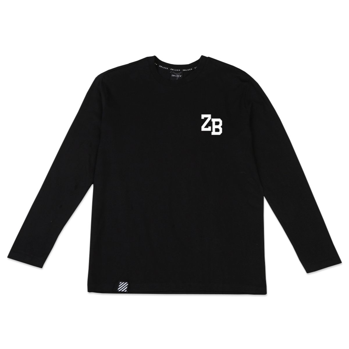 지블랙(ZBLACK) 100% 오가닉 코튼 ZB 스몰로고 긴팔 티셔츠 (Black)