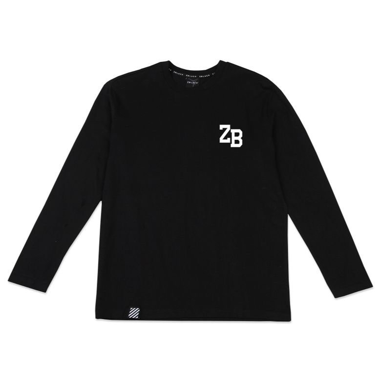 100% 오가닉 코튼 ZB 스몰로고 긴팔 티셔츠 (Black)