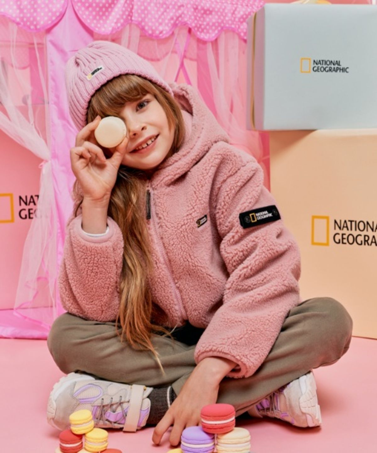 내셔널지오그래픽 키즈(NATIONAL GEOGRAPHIC KIDS) K224UFJ910 코스토니 플리스 뽀글이 풀집업 L PINK