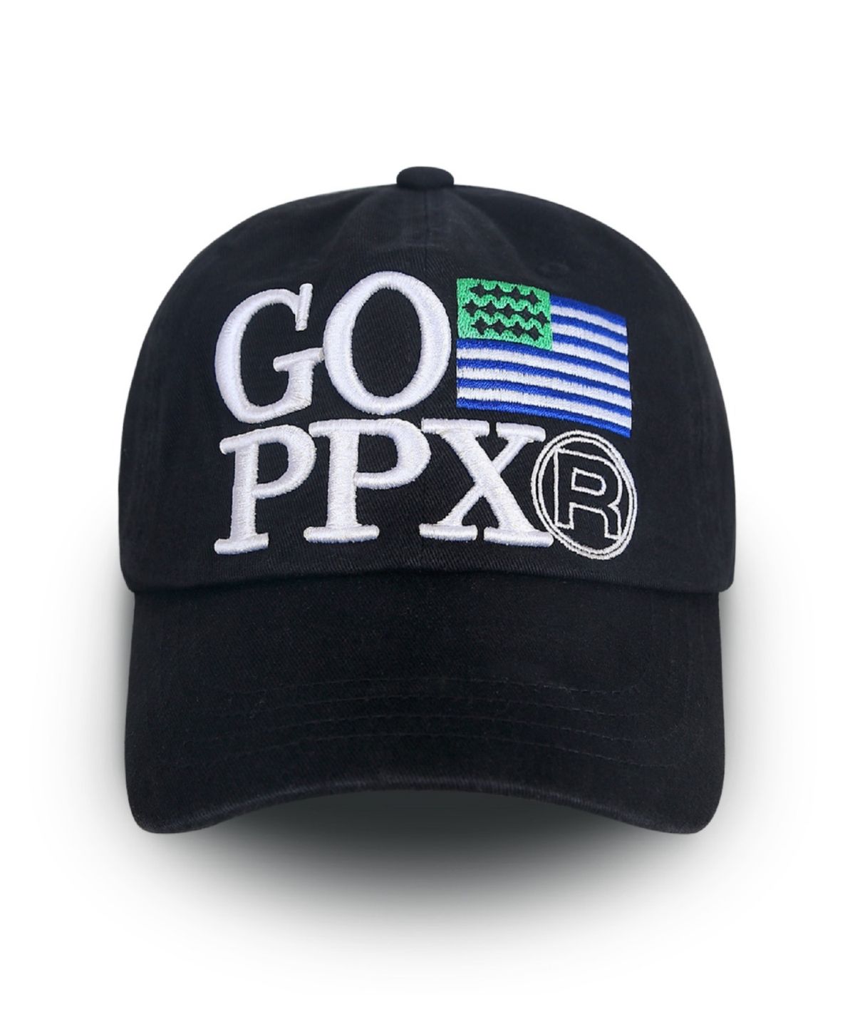 그램 아운스 파운드(GRAM OUNCE POUND) US Flag 6-Panel Cap_Washed Black