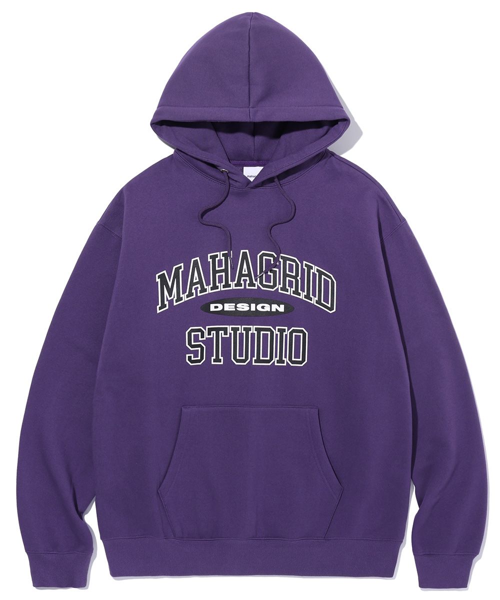 MUSINSA | MAHAGRID COLLEGE LOGO HOODIE_PURPLE