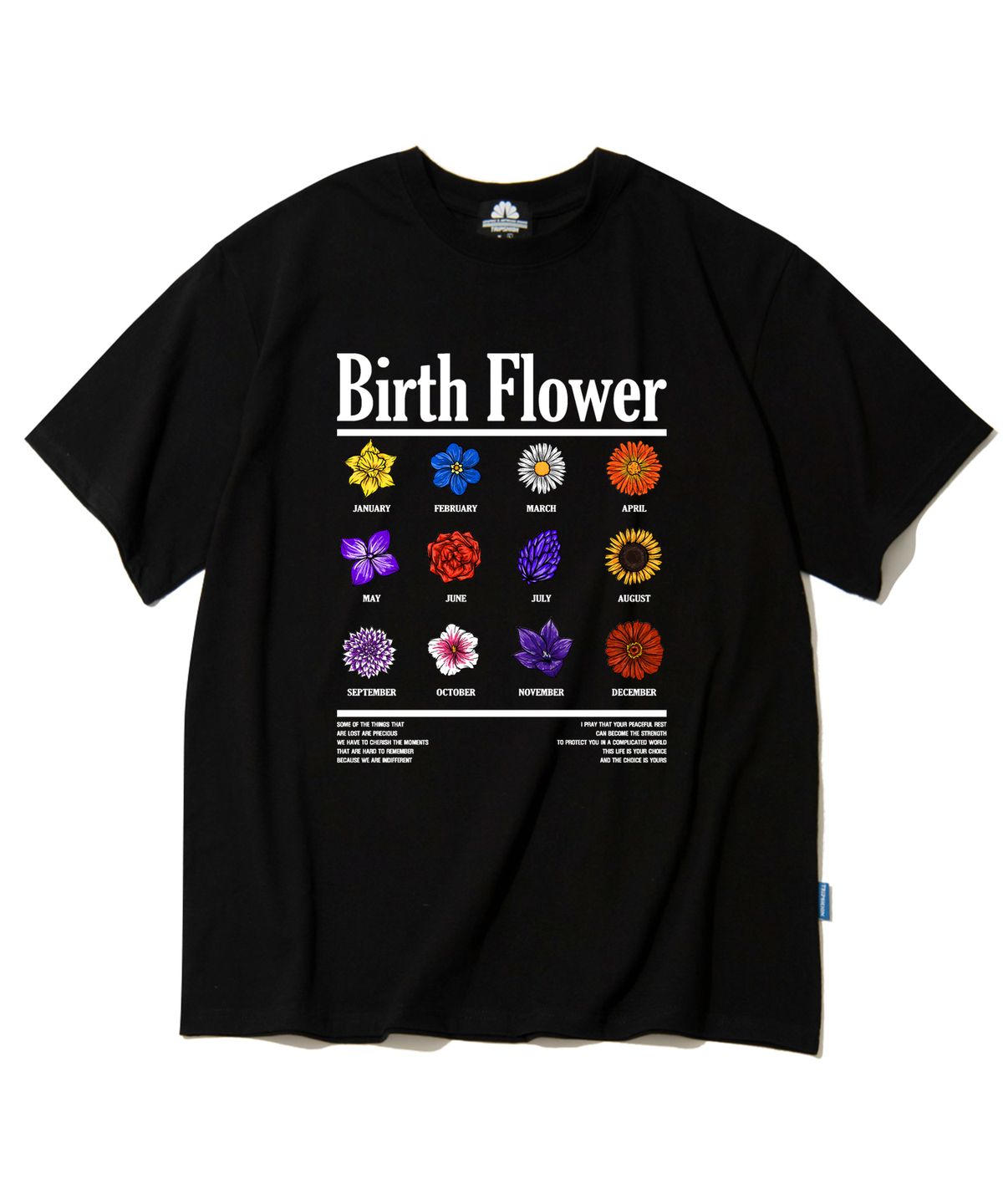 트립션(TRIPSHION) BIRTH FLOWER GRAPHIC 티셔츠 - 블랙