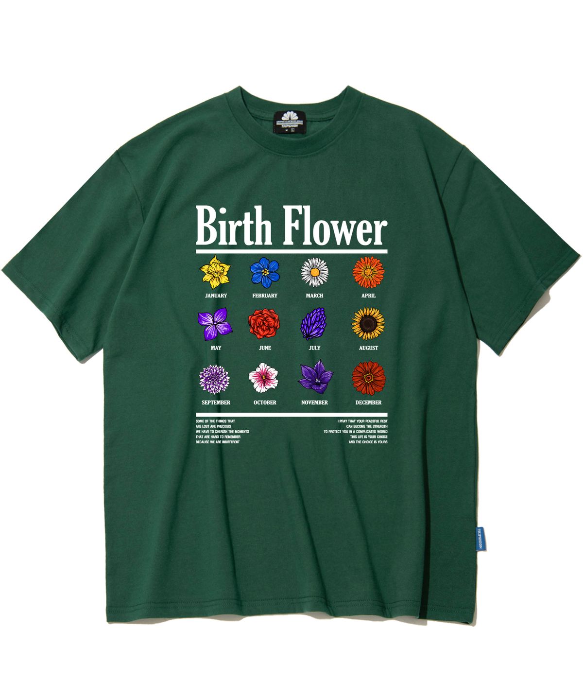트립션(TRIPSHION) BIRTH FLOWER GRAPHIC 티셔츠 - 그린