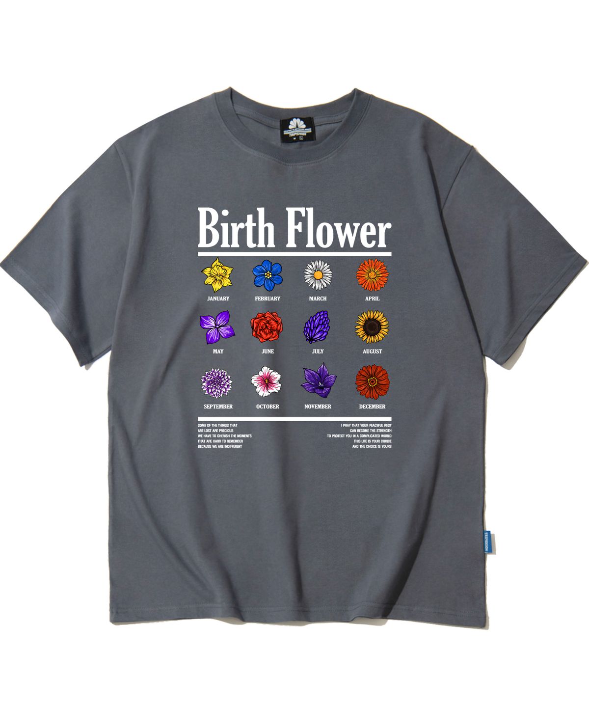 트립션(TRIPSHION) BIRTH FLOWER GRAPHIC 티셔츠 - 그레이