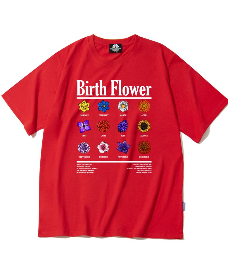 BIRTH FLOWER GRAPHIC 티셔츠 - 레드