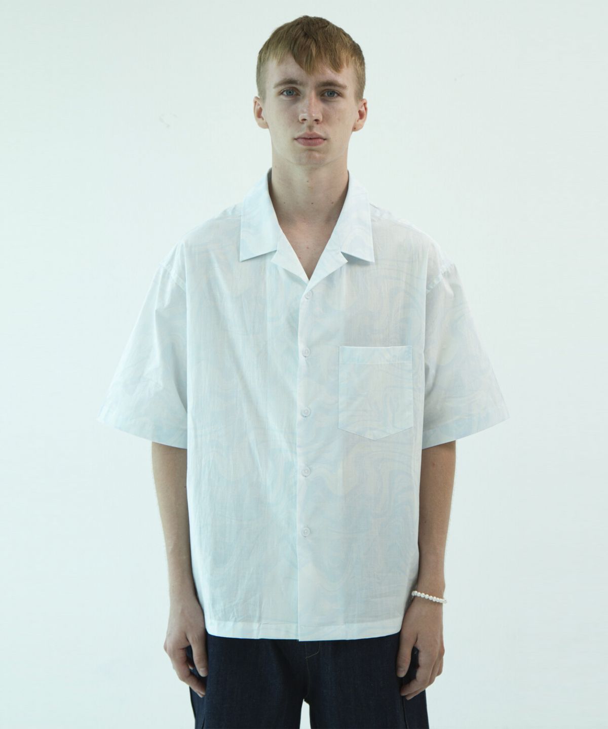 윈더(WINDER) RIPPLE PRINTED CAMP SHIRTS - LILAC BLUE