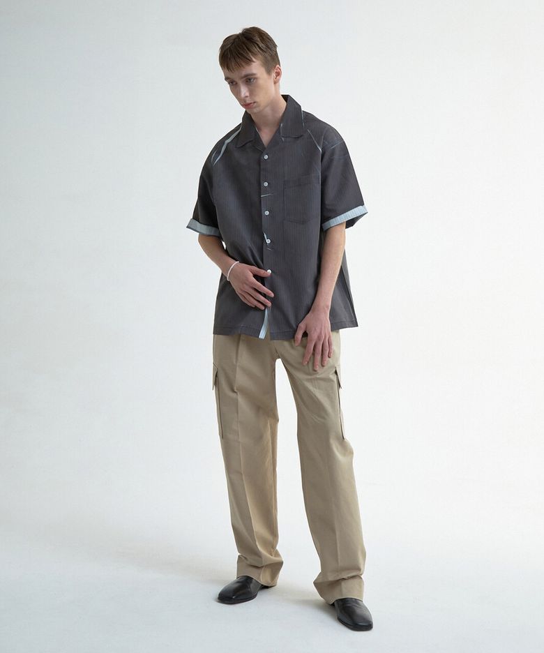 STRIPE HOLE-PRINTED CAMP SHIRTS - WHITE