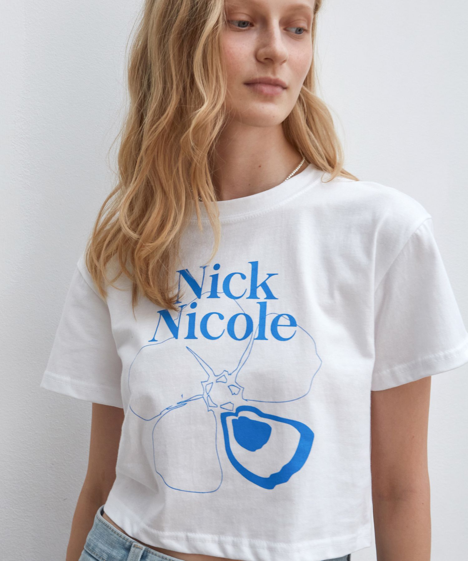 【Nick Nicole】CROP FLOWER HALF TEE 2COLOR MUSINSA | NICK&NICOLE NICOLE CROP FLOWER HALF TEE_BLUE