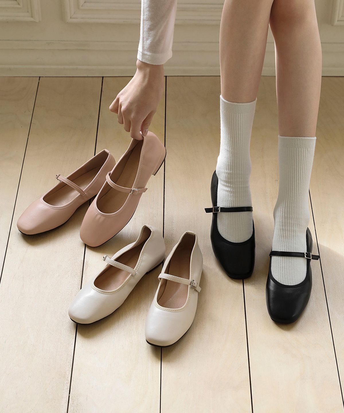 사뿐(SAPPUN) 샤로트 메리제인 플랫슈즈 (2cm)