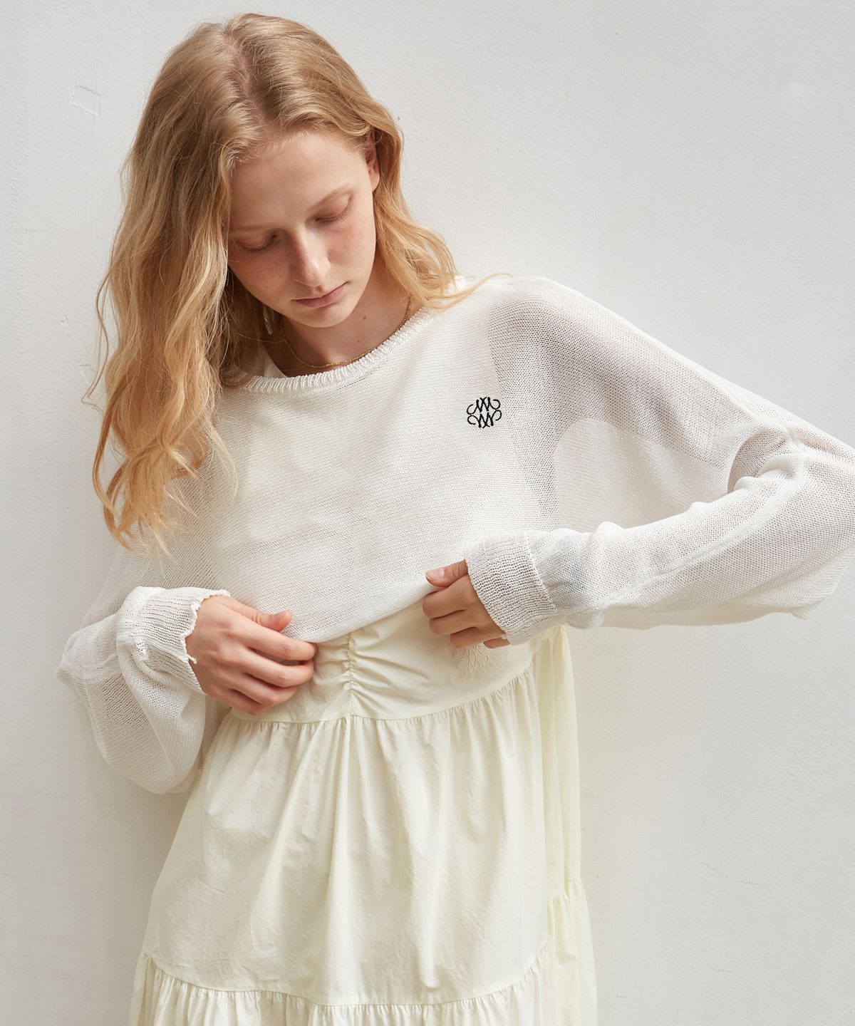 닉앤니콜(NICK&NICOLE) NICOLE LAYERED KNIT BOLERO_WHITE