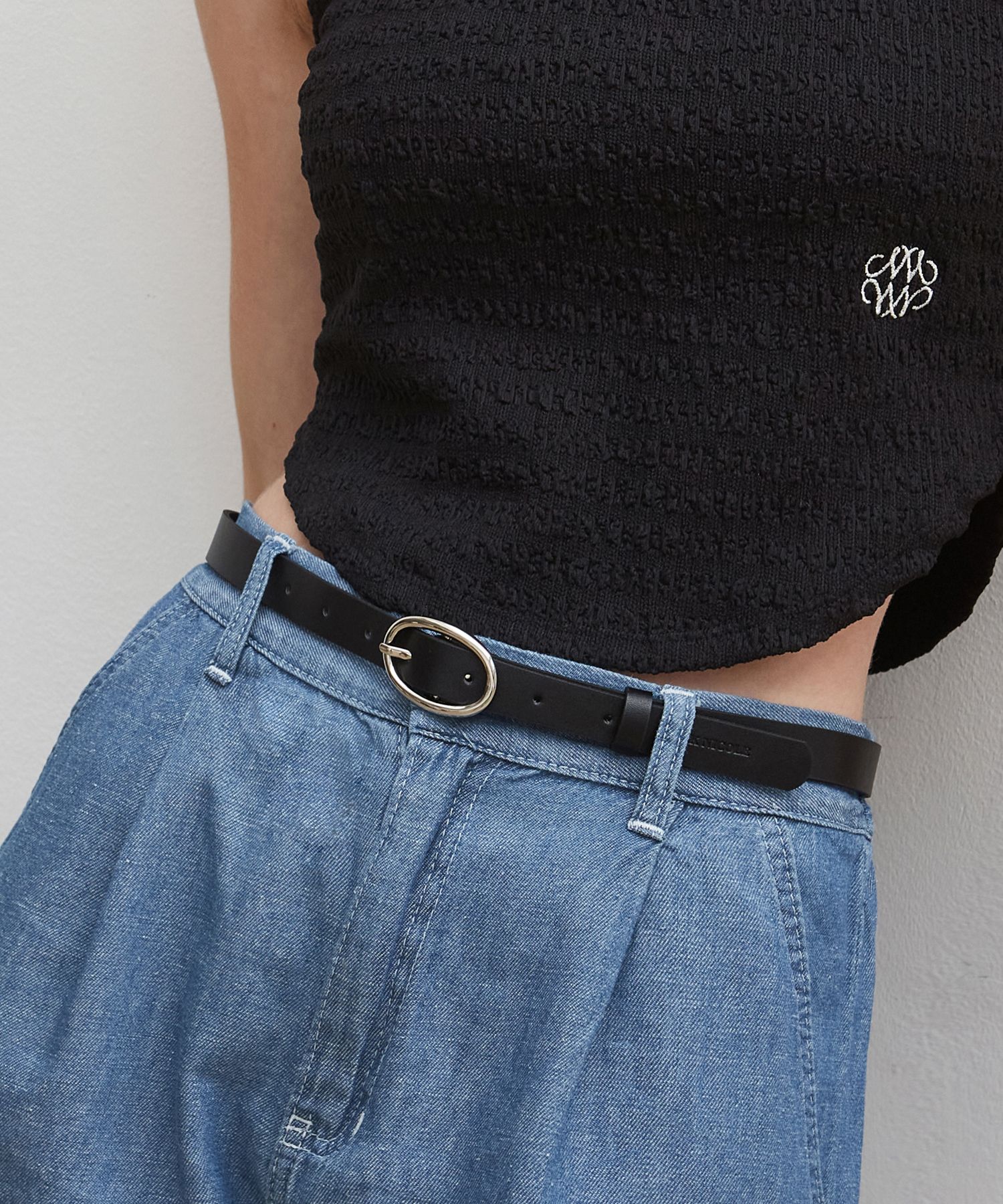 Suede Belt with Nickel Roller Buckle - w.kleinberg