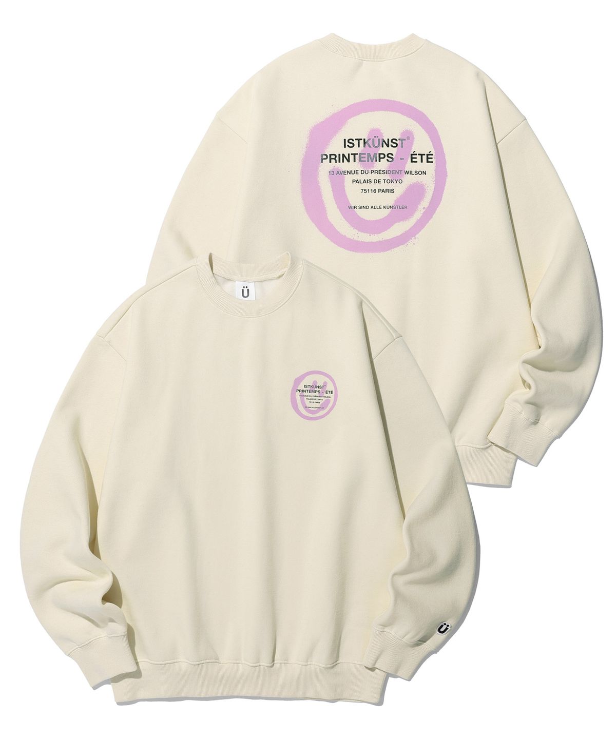이스트쿤스트(ISTKUNST) LOGO&SMILEY SWEATSHIRTS_CREAM(IK2CFMM440A)