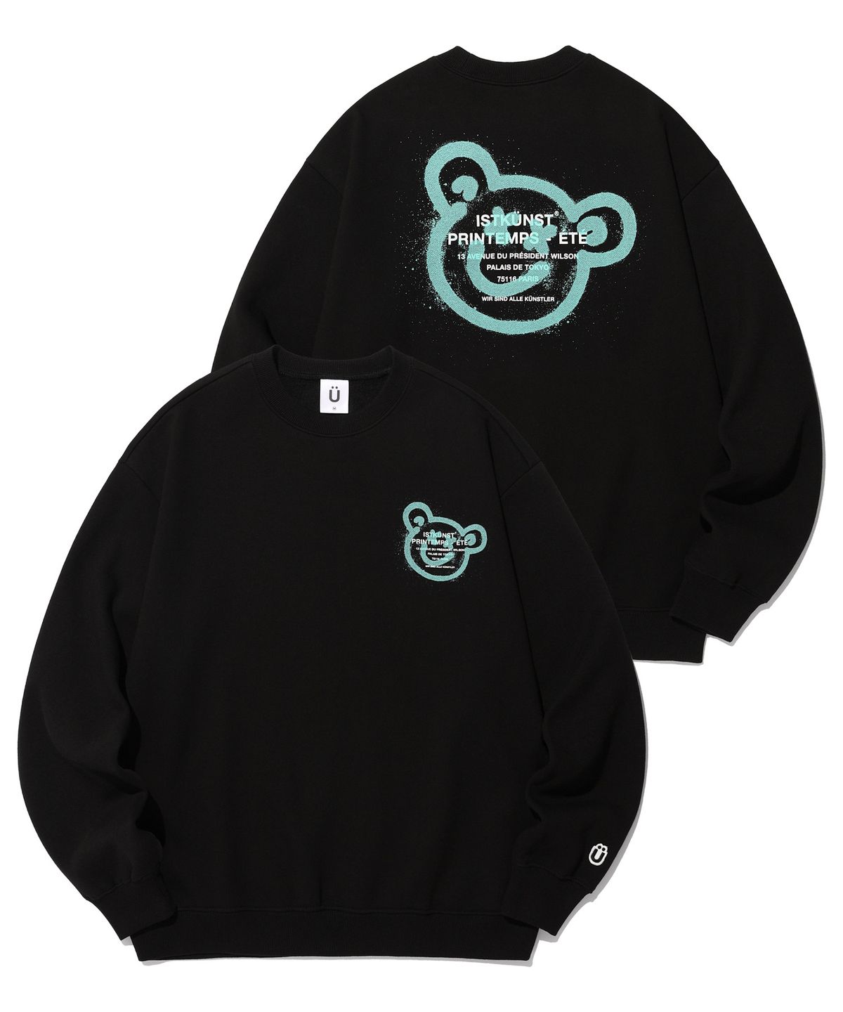 이스트쿤스트(ISTKUNST) BEAR&SMILEY SWEATSHIRTS_BLACK(IK2CFMM441A)