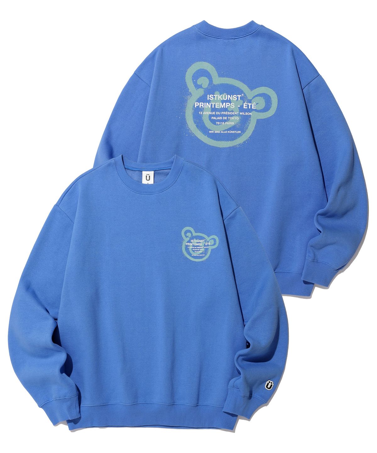 이스트쿤스트(ISTKUNST) BEAR&SMILEY SWEATSHIRTS_BLUE(IK2CFMM441A)