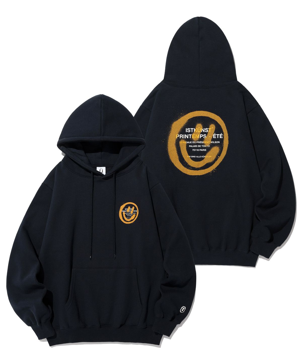 이스트쿤스트(ISTKUNST) LOGO&SMILEY HOODIE_NAVY(IK2CFMM400A)