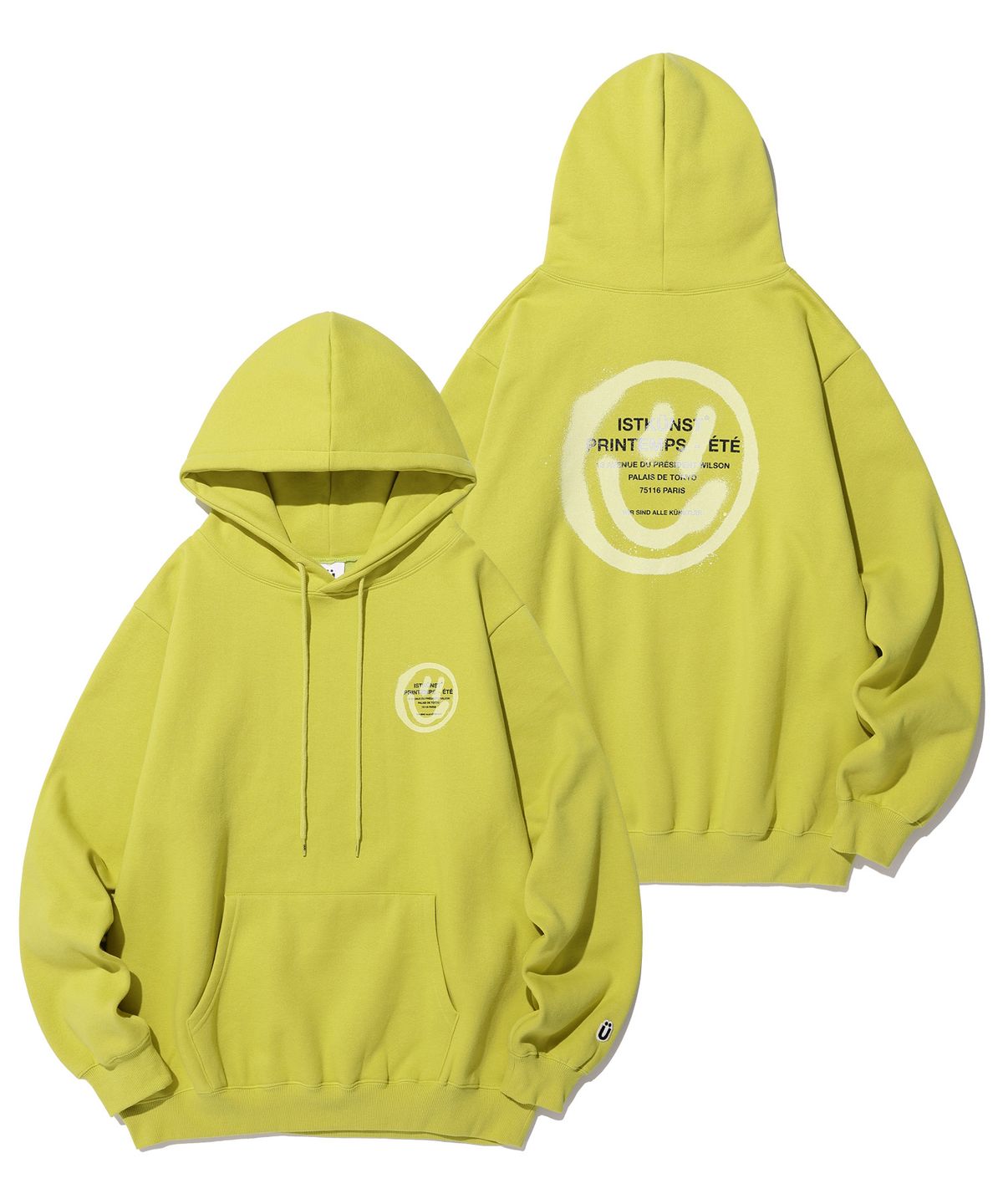 이스트쿤스트(ISTKUNST) LOGO&SMILEY HOODIE_LIME(IK2CFMM400A)