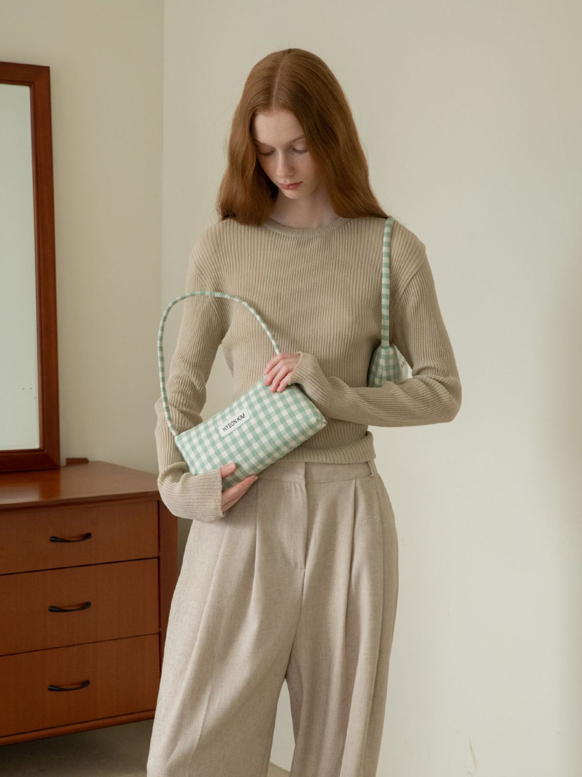 현킴(HYEON KIM) GINGHAM CHECK LENEE BAG 깅엄 체크 르네백 - 딥민트