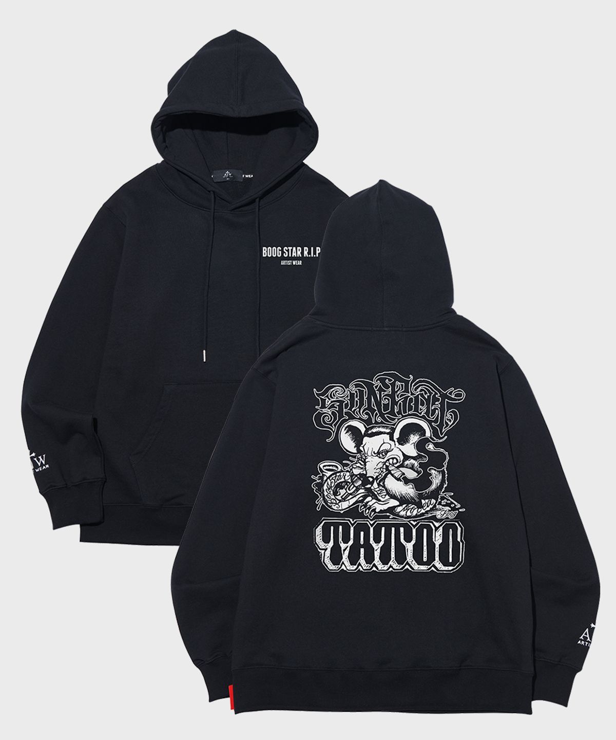 아티스트웨어(ARTISTWEAR) [ATW  X BOOGSTAR] 레전드 후드티_BK
