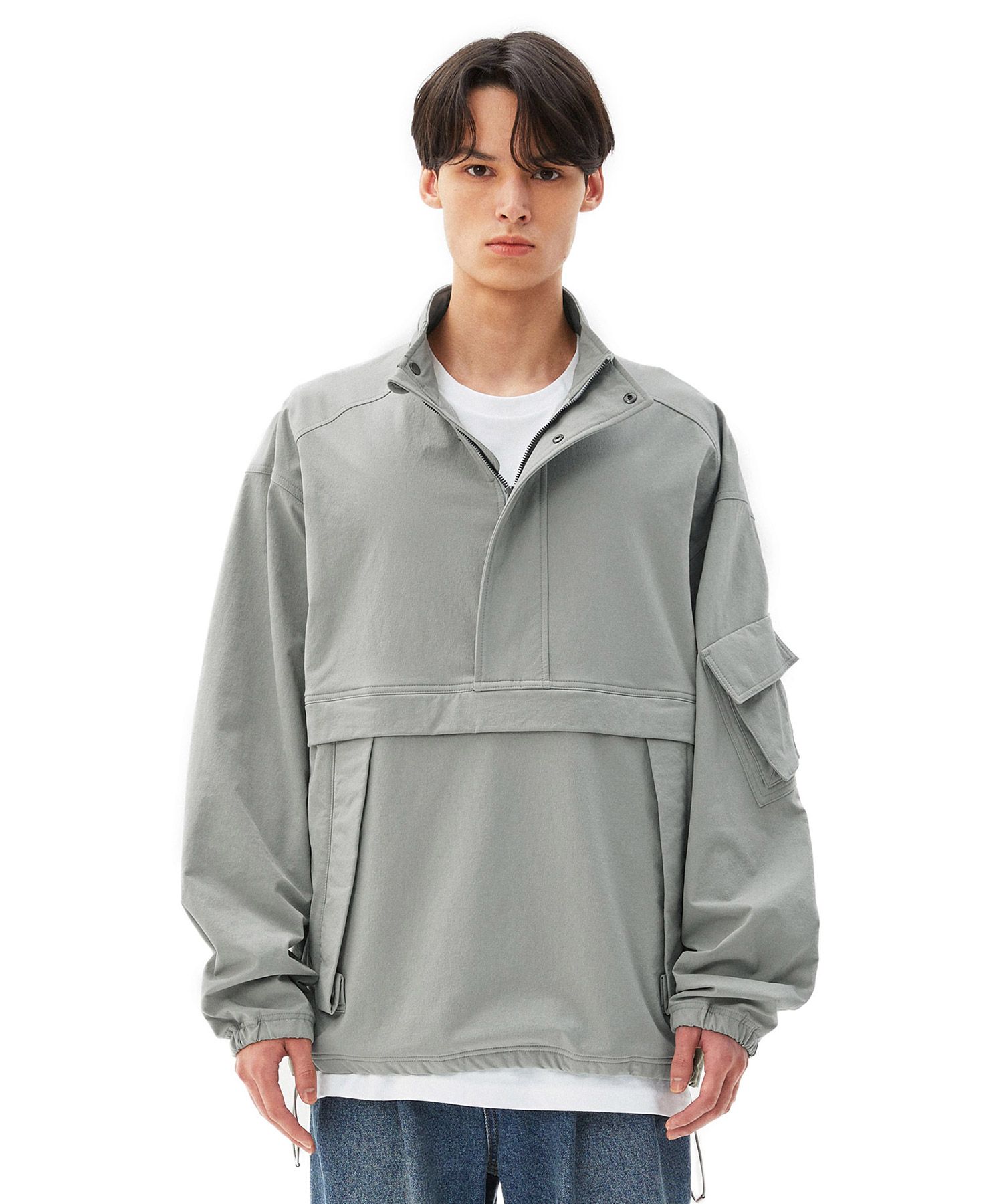 MUSINSA公式 | IL CORSO Gray Loose-fit Half Zip Synthetic