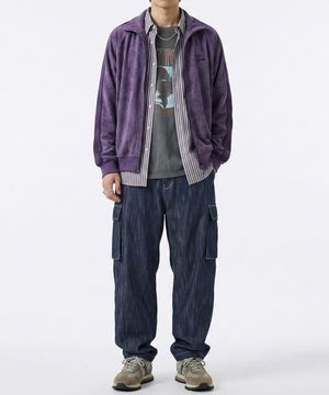 세미와이드 커브드 카고 데님 슬랍블루