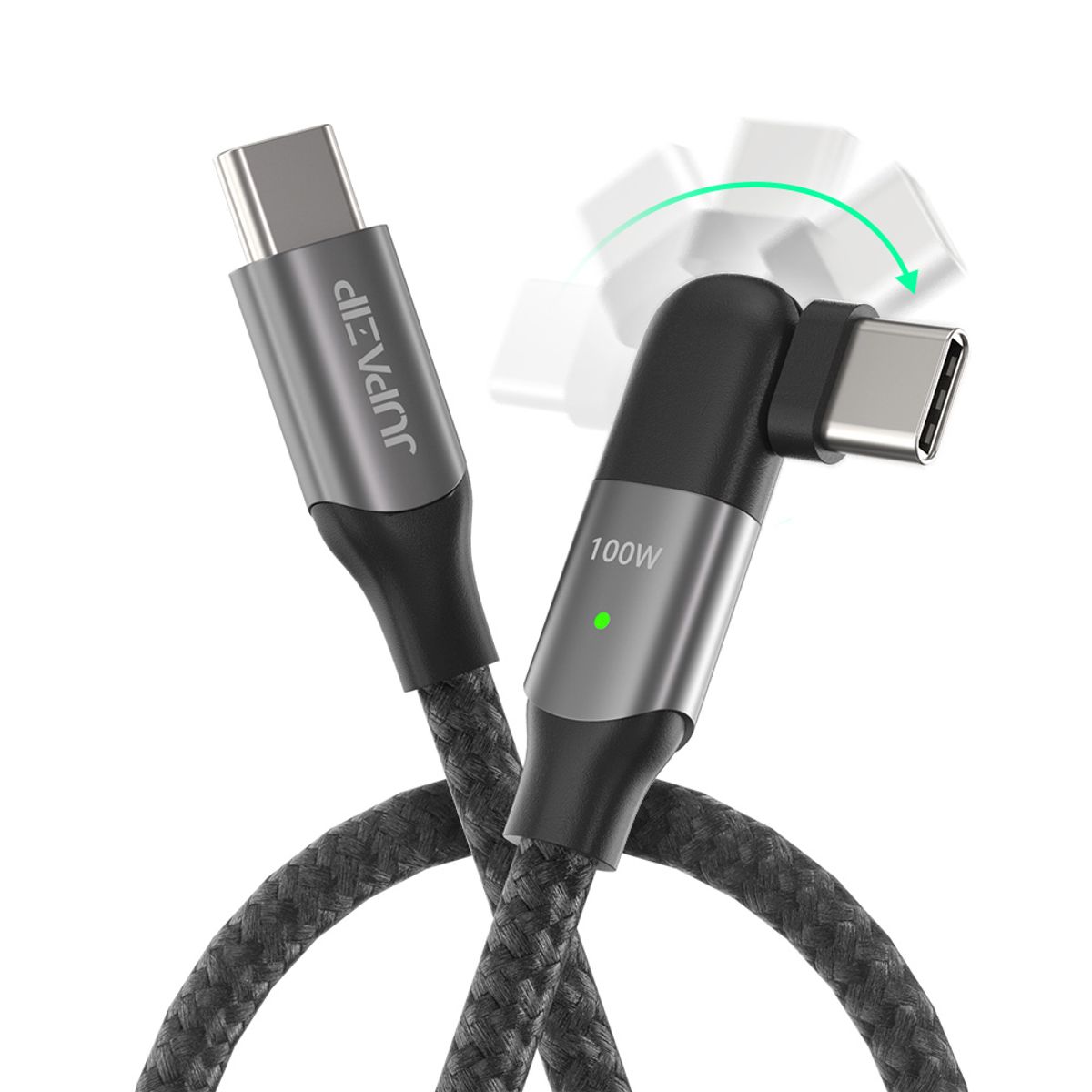 주파집(JUPAZIP) 100W C to C 180도 각도조절 고속충전 케이블 0.6m