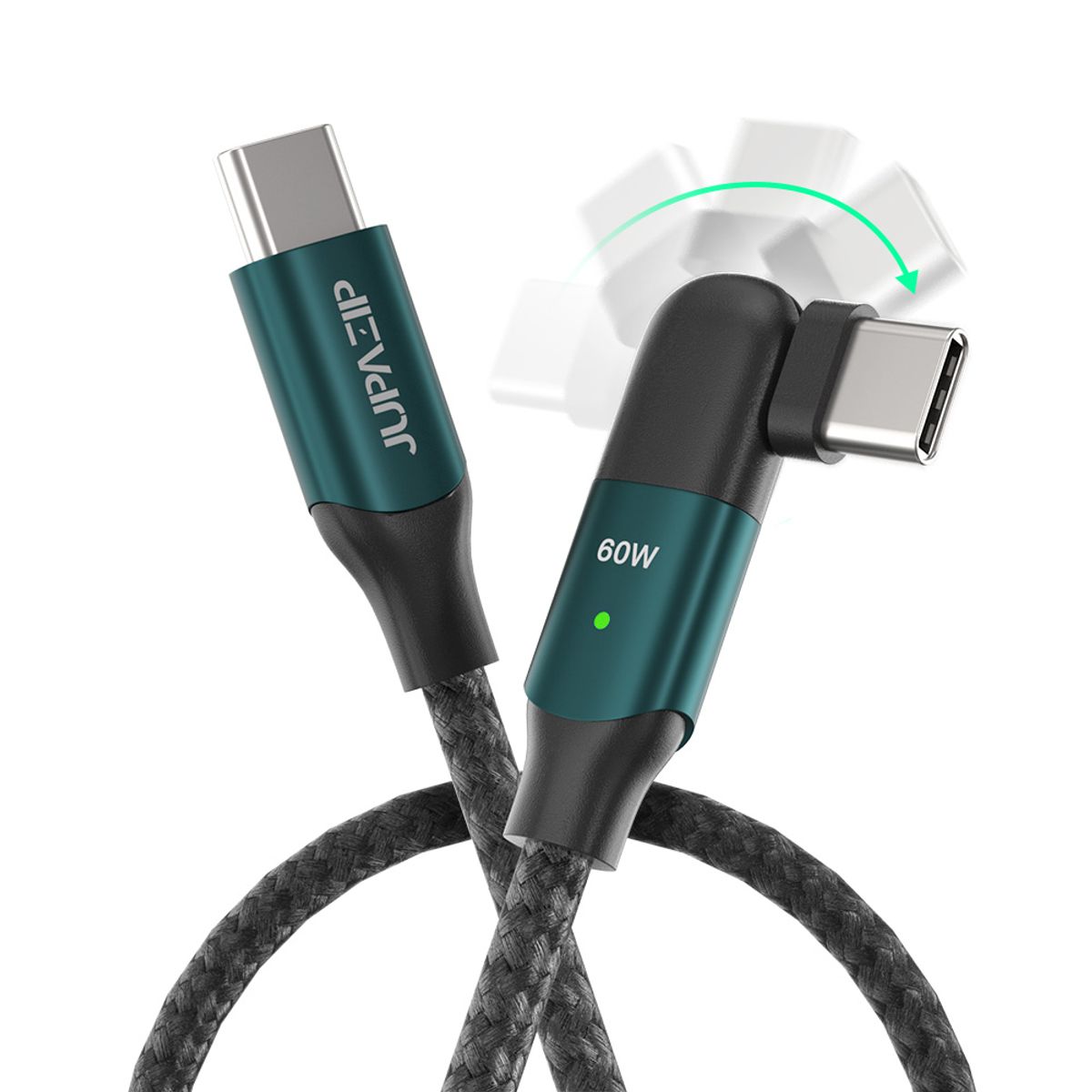 주파집(JUPAZIP) 60W C to C 180도 각도조절 고속충전 케이블 0.6m