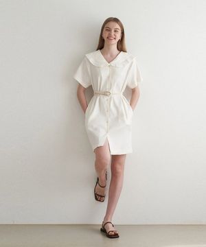 세일러 카라 린넨 셔츠 드레스 - 아이보리