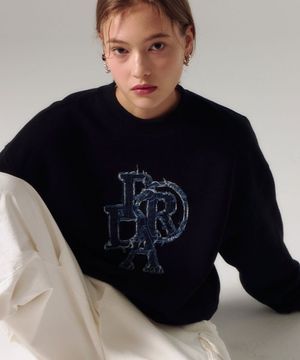 PRDA DENIM PATCH CREWNECK SHIRT BLACK