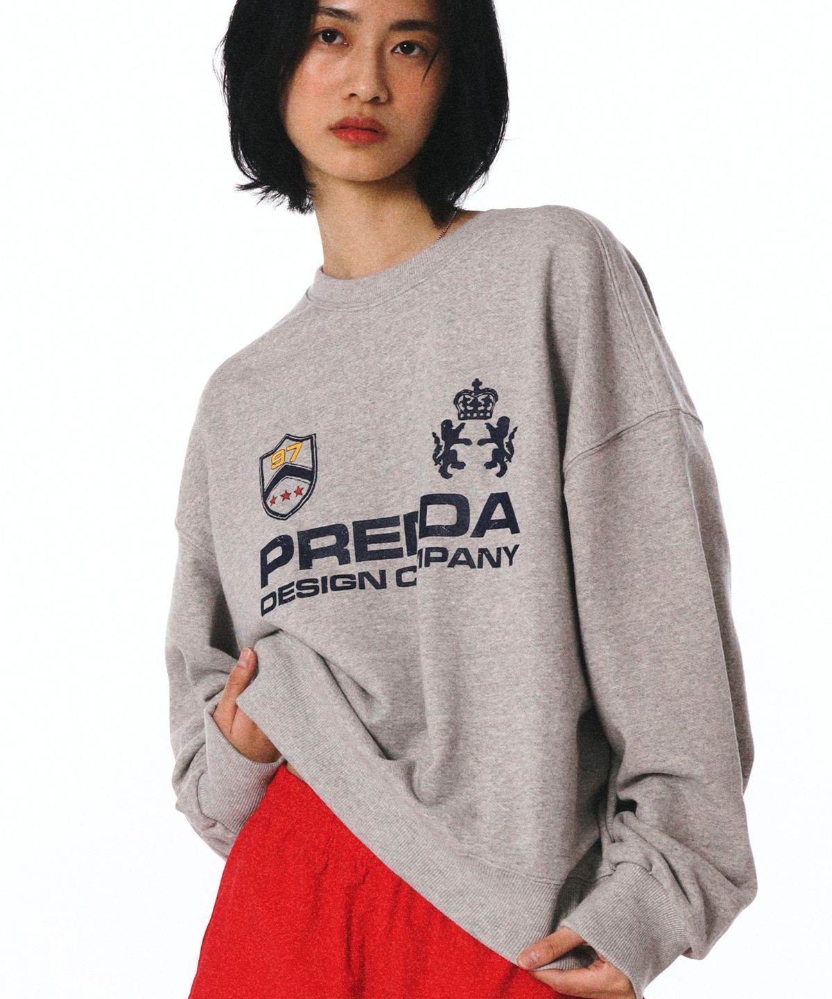 프렌다(PRENDA) PDC UNIFORM CREWNECK SWEATSHIRT GRAY
